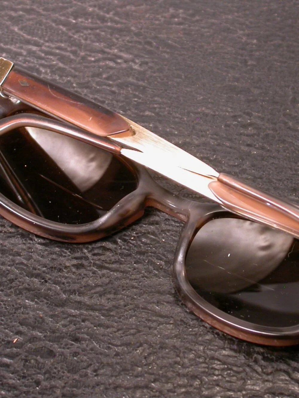 Seraphin Drew Gold and Beige Stripe Sunglasses Made in Japan   FRAME ONLY